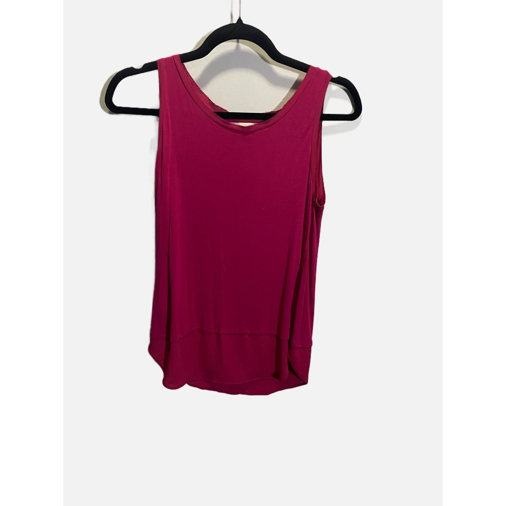 Loft Tank Top Women XS Pink Sleeveless Picot Trim Layered Hem Casual Office Wear